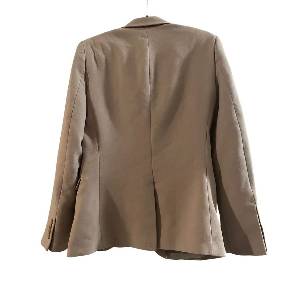 BoohooMAN Mens Blazer Tan Taupe Two Button Suit Jacket Size 36R Notch Lapel